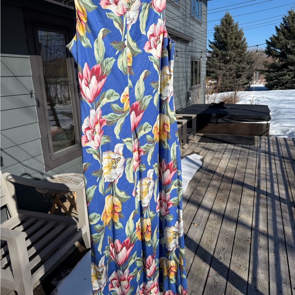 Ralph Lauren linen lined Floral Sleeveless Maxi Dress